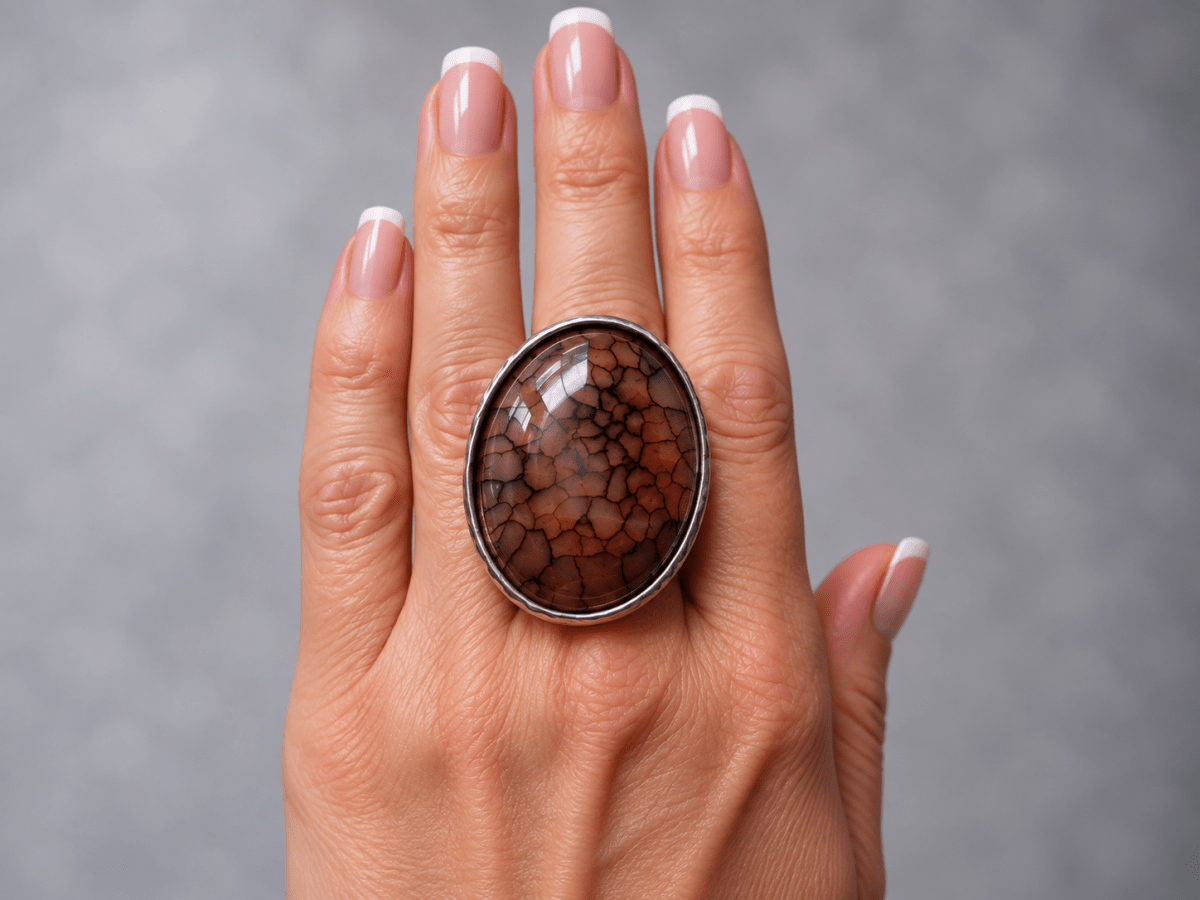Unique Handmade Large Stone Statement Ring "Aubriella" - Corky & Stoner