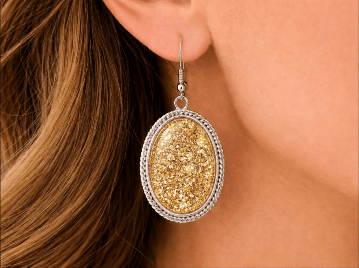 Two Tone Gold Glltter Earrings "Skyla" - Corky & Stoner Main image