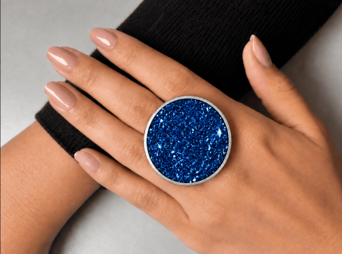 Large Chunky Blue Fashion Statement Ring "Persephone" - Corky & Stoner