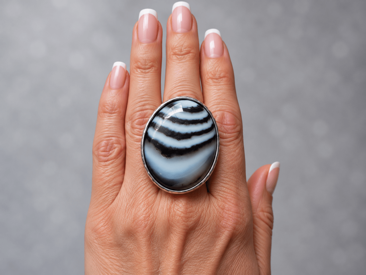Banded Agate Large Stone Statement Ring "Annalise" - Corky & Stoner