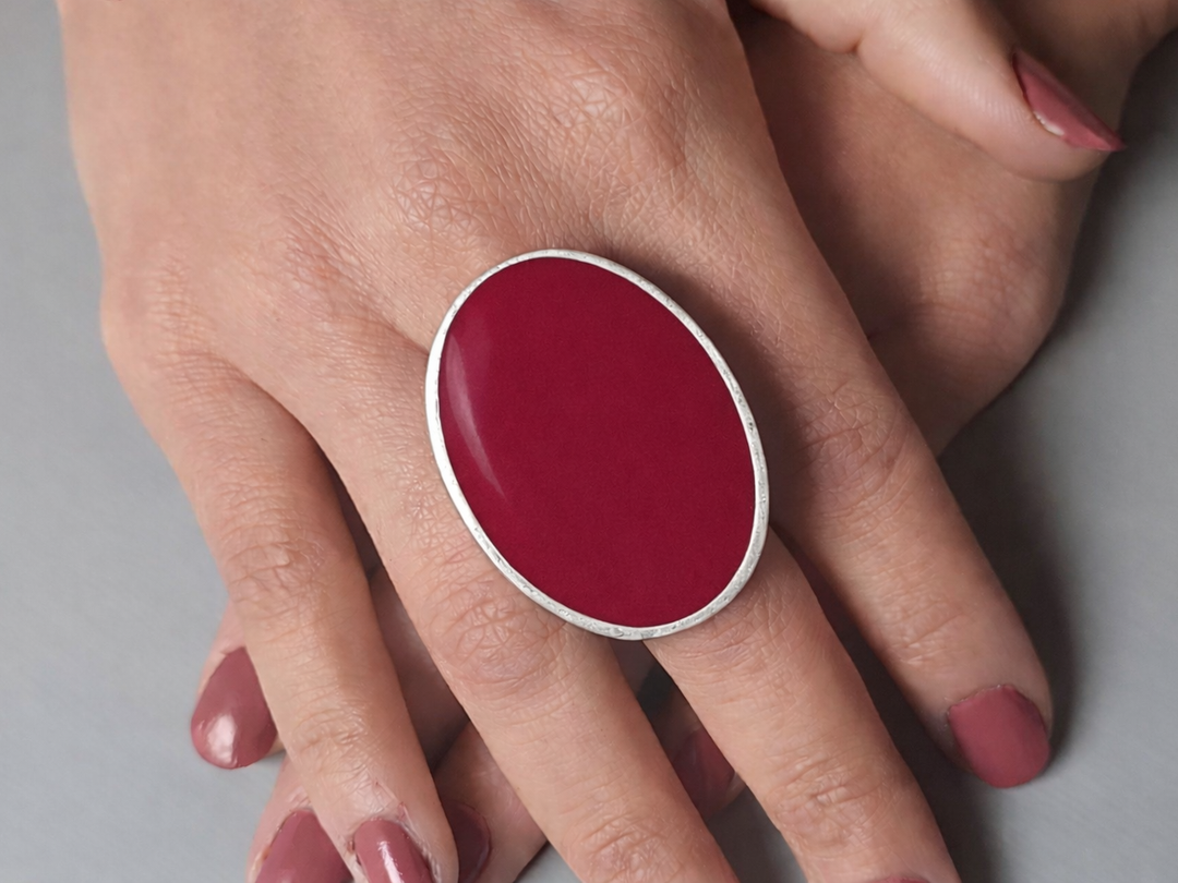 Purple Oval Adjustable Statement Ring