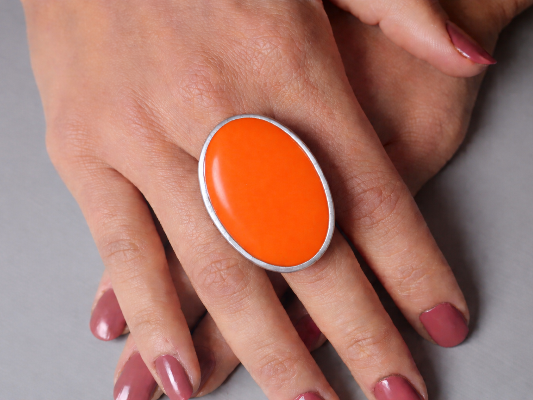 Purple Oval Adjustable Statement Ring