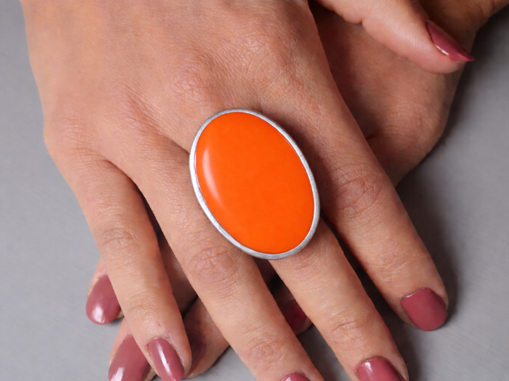 Purple Oval Adjustable Statement Ring