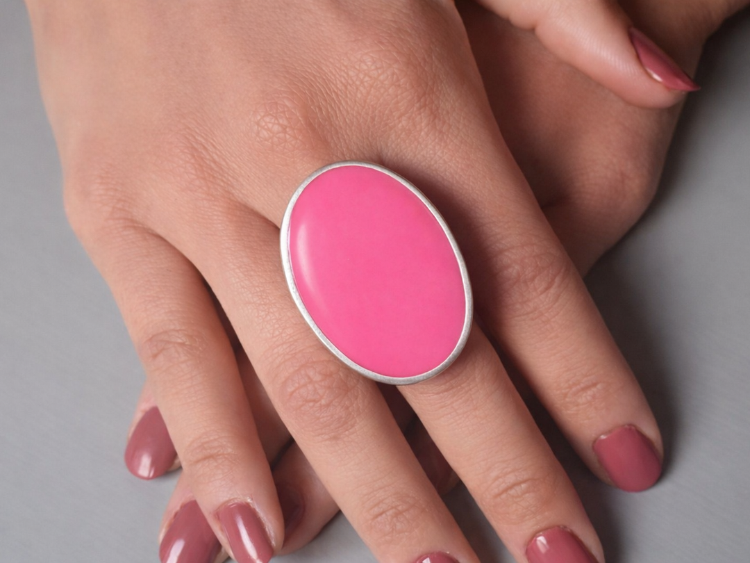 Purple Oval Adjustable Statement Ring