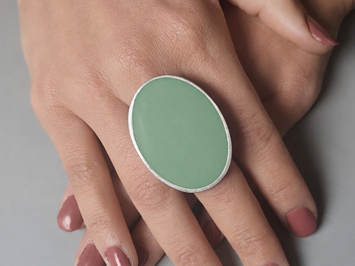 Purple Oval Adjustable Statement Ring