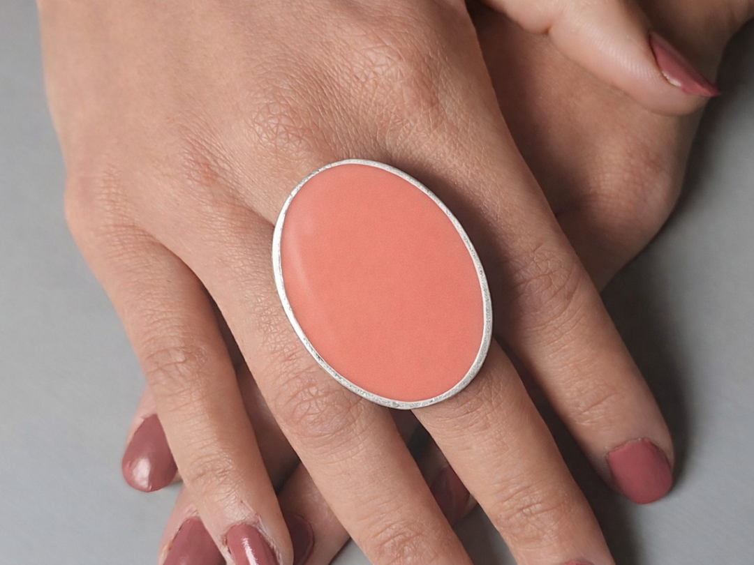 Purple Oval Adjustable Statement Ring