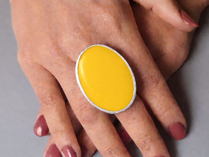 Purple Oval Adjustable Statement Ring