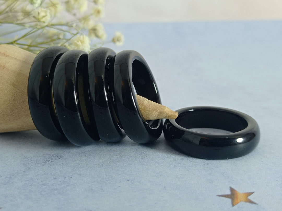 solid Black Onyx unisex band ring