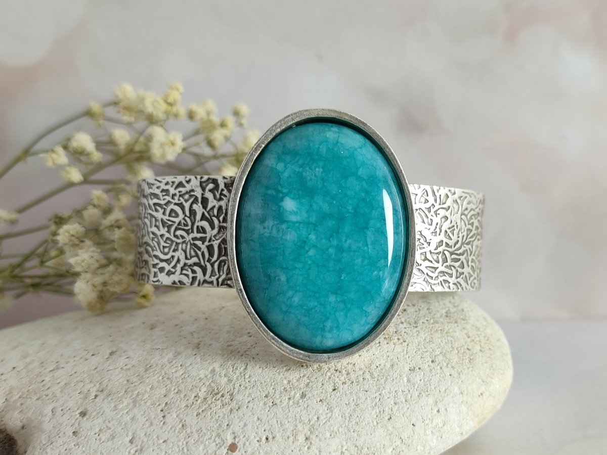 Turquoise Amazonite Statement Cuff Bracelet "Domenica" Secondary image