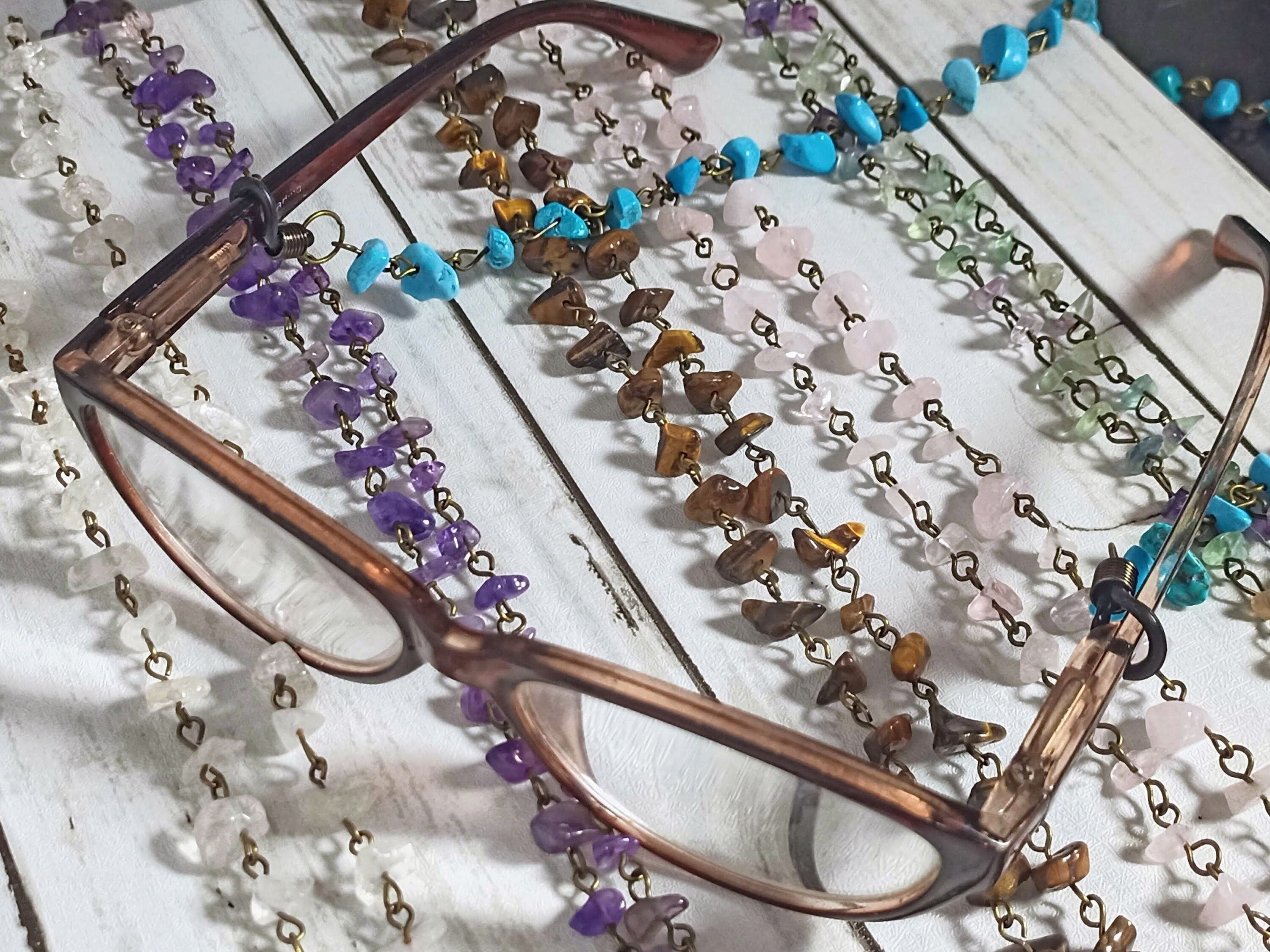 Glasses Chain, beaded glasses chain, Gemstone glasses chain, Sunglasses Chain, Glasses Holder, Lanyard for glasses, Glasses chain for women Main image