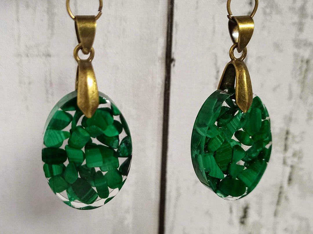 Malachite earrings, Genuine Malachite stone earrings, Long green earrings, Natural stone earrings,