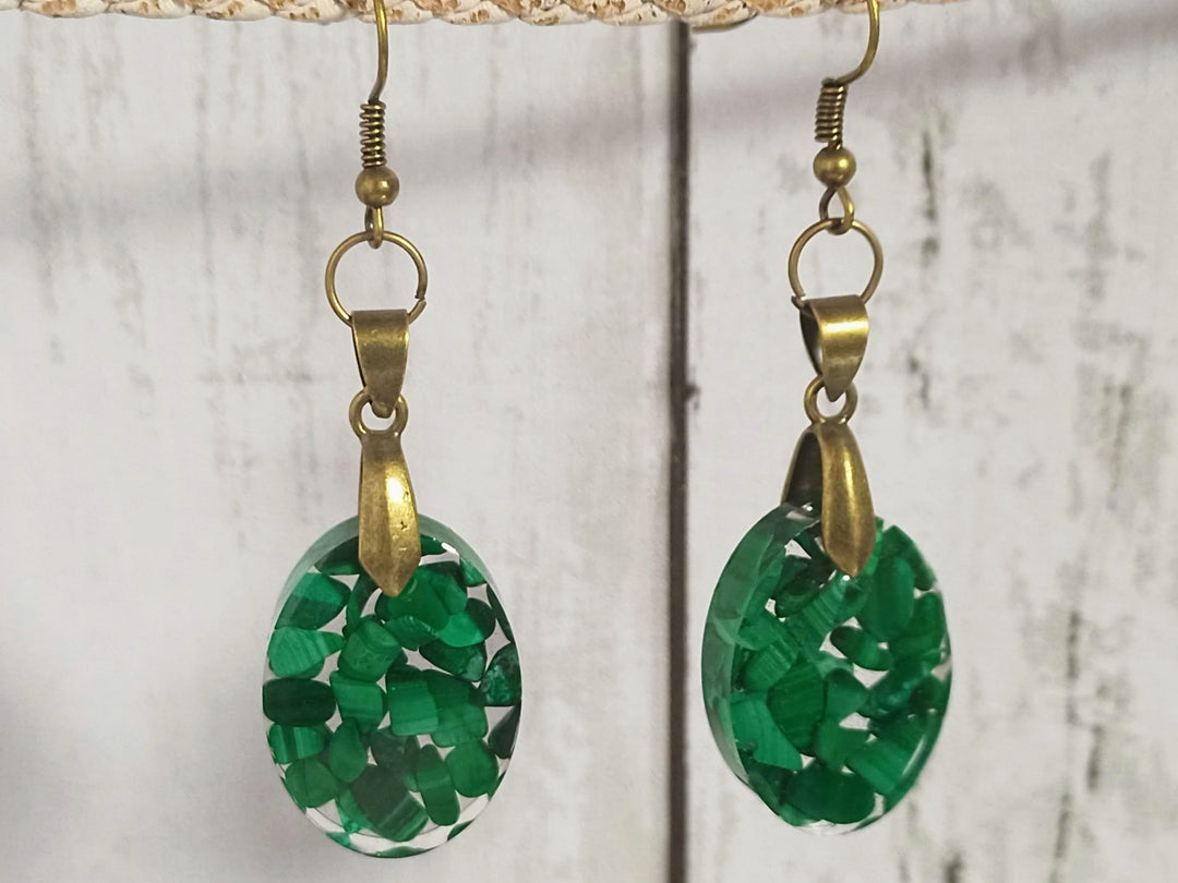 Malachite earrings, Genuine Malachite stone earrings, Long green earrings, Natural stone earrings,