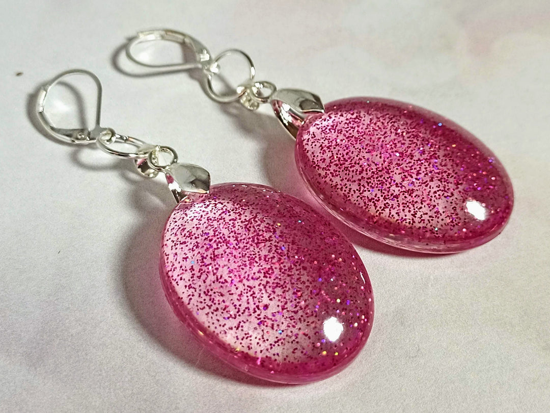 sterling silver Long pink earrings