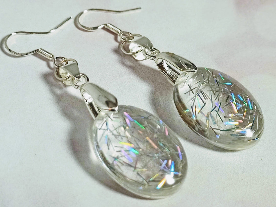 Sterling silver pink glitter earrings