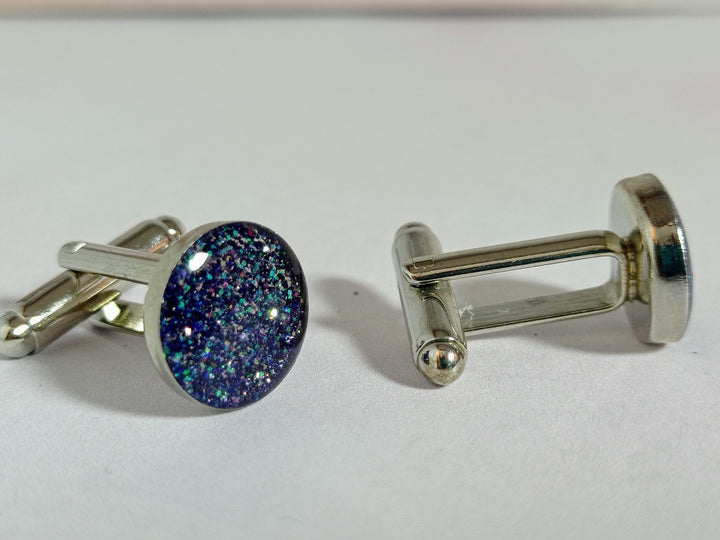 Blue grey silver Cufflinks