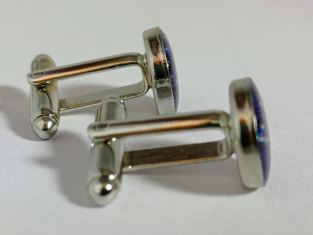 Blue grey silver Cufflinks