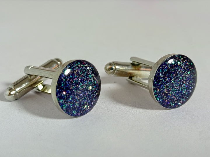 Blue grey silver Cufflinks