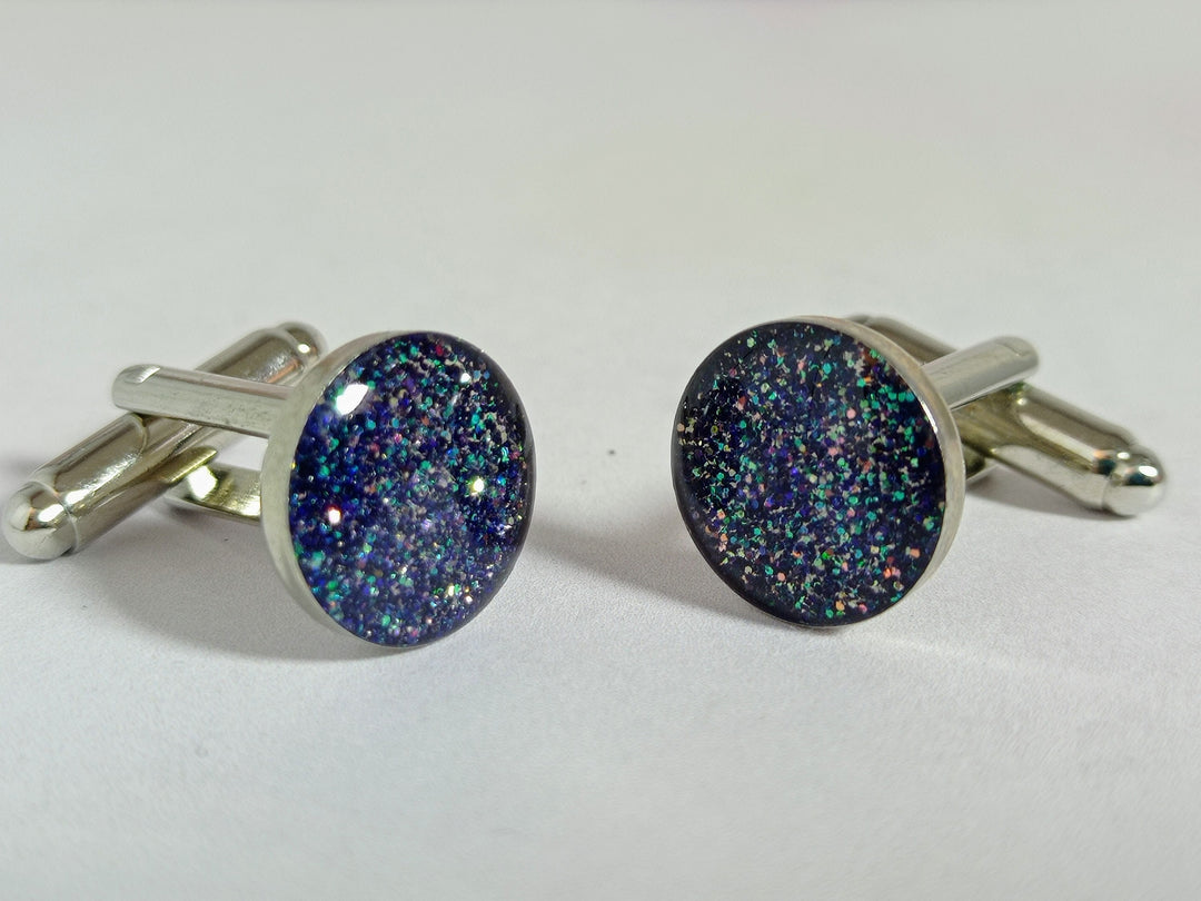 Blue grey silver Cufflinks