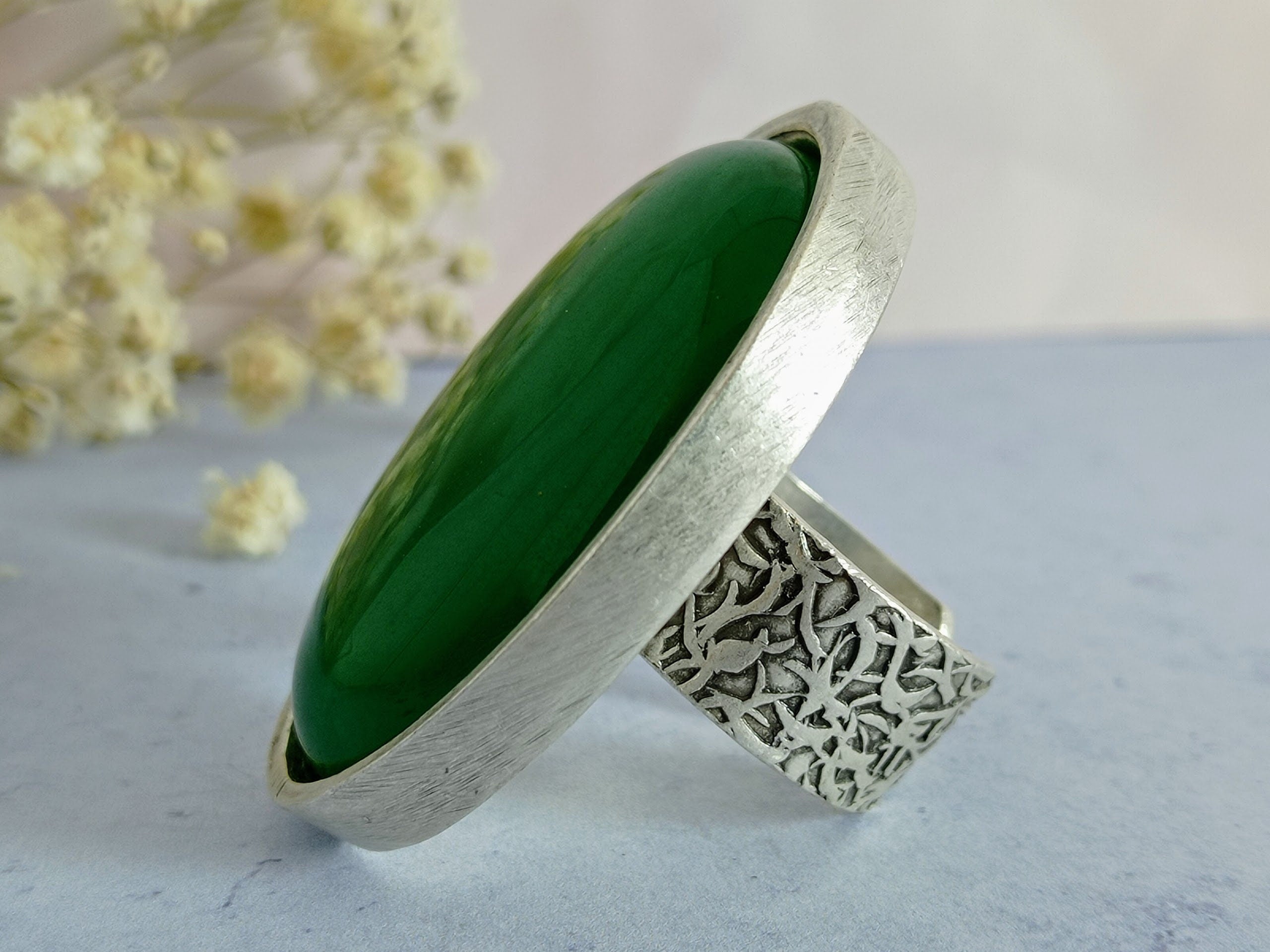 Statement jade ring sale