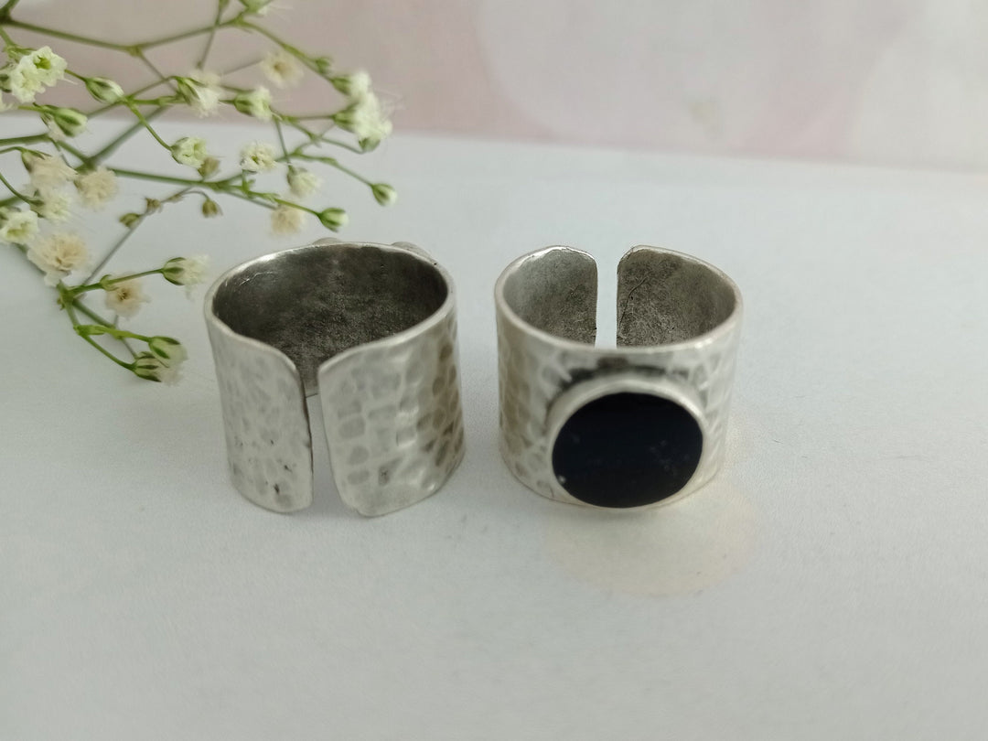 Silver open cuff ring