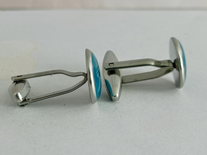 Teal blue cufflinks