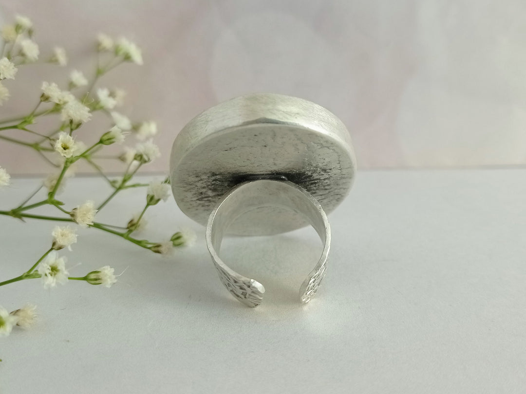 Large adjustable silver ring