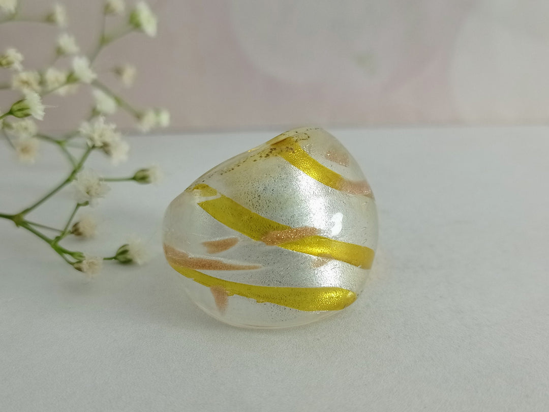 large chunky womens silver and gold glass ring
