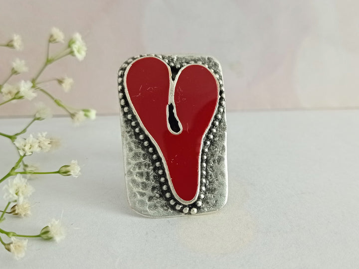 Large red heart ring