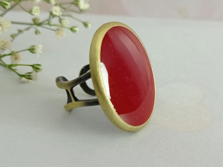 Oval red cocktail ring