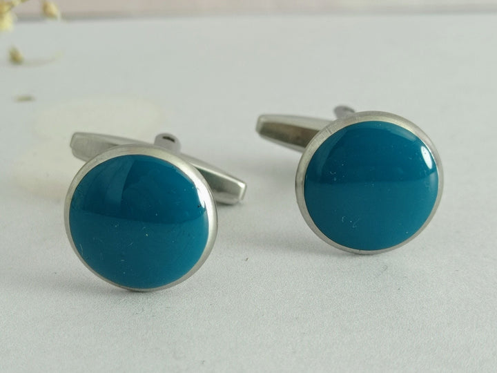 Teal blue cufflinks