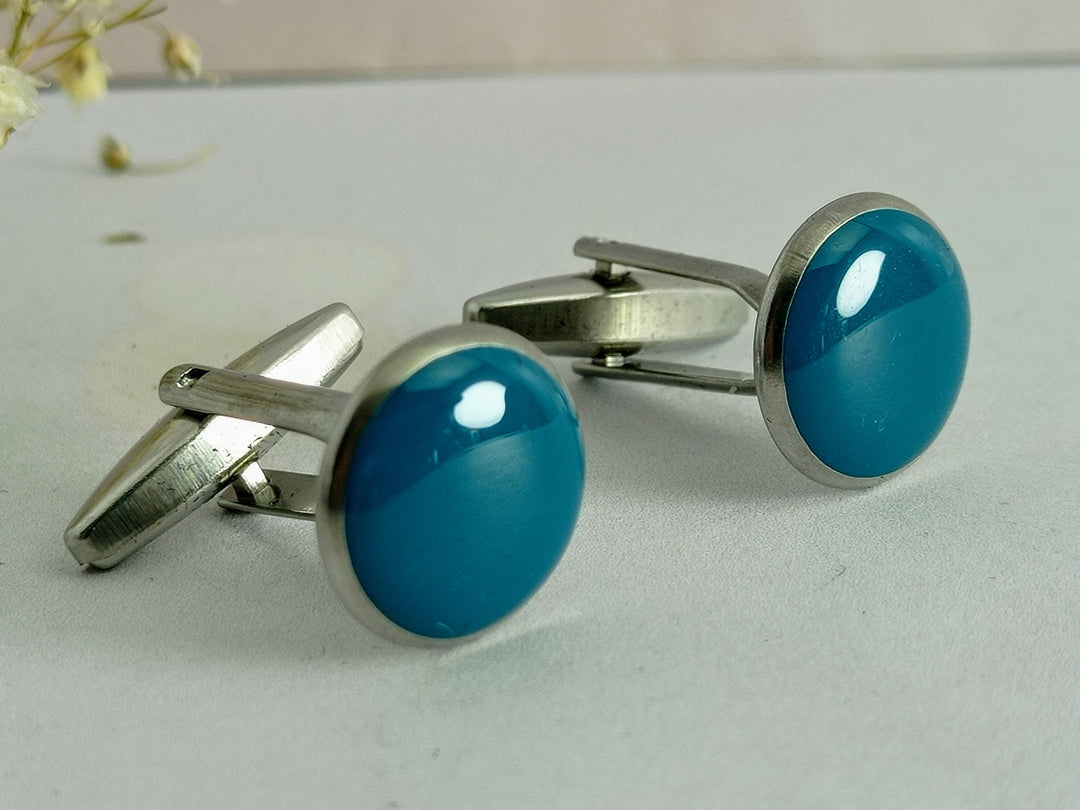 Teal blue cufflinks