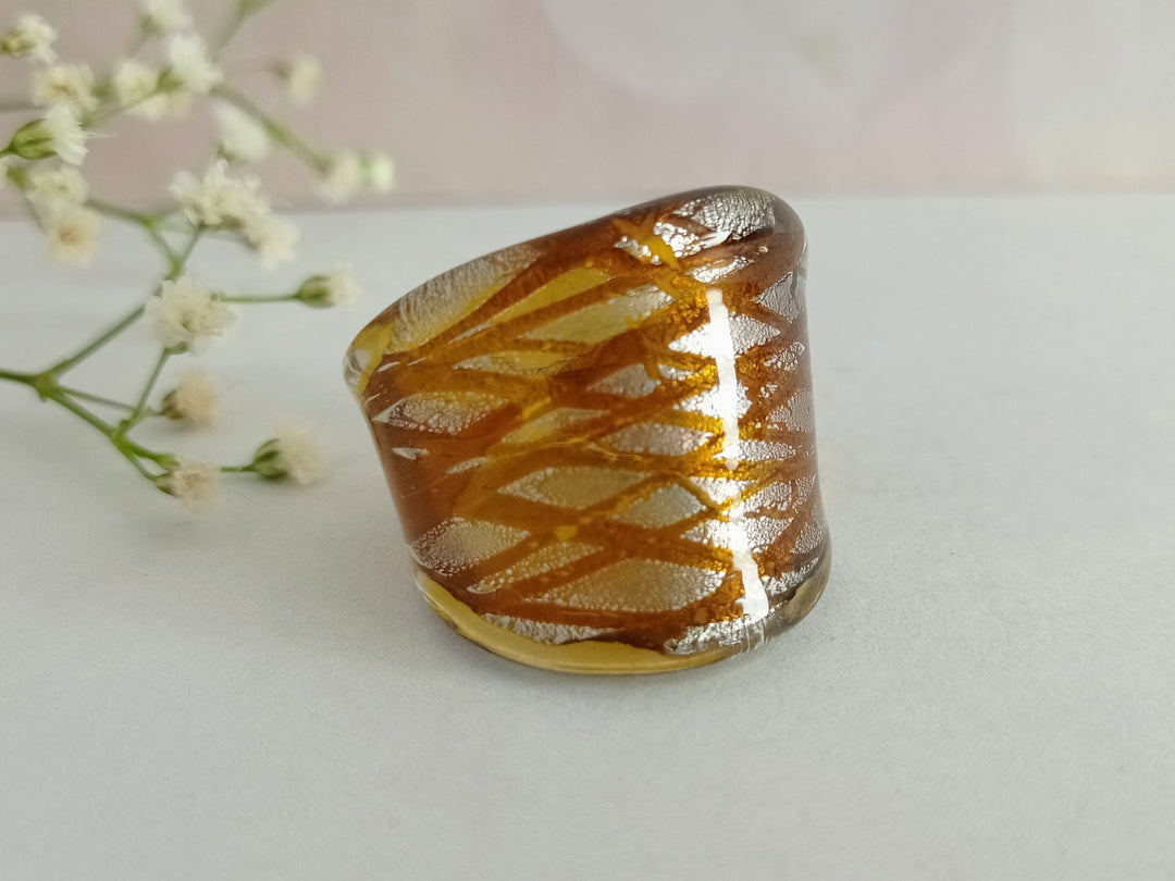 Large amber glass ring