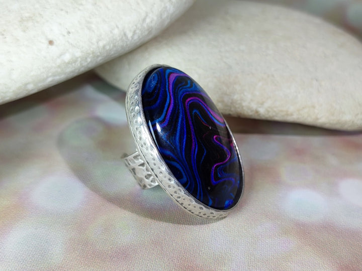 Large blue statement ring