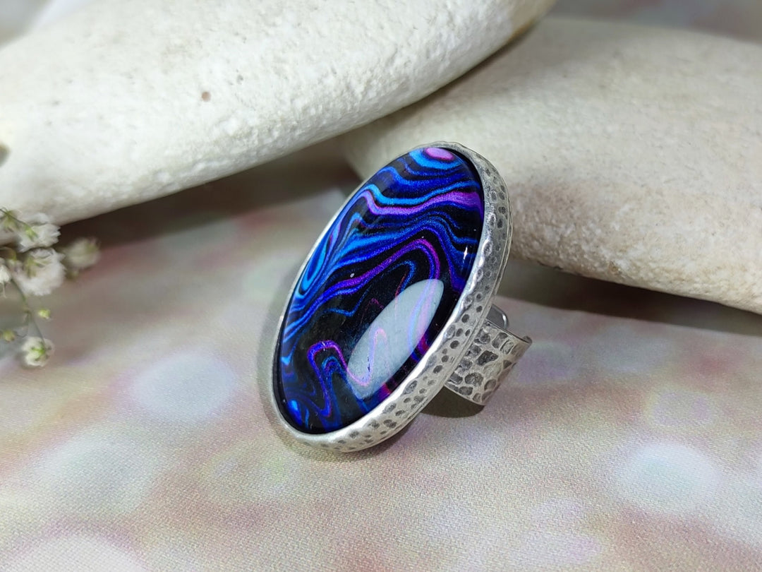 Large blue statement ring