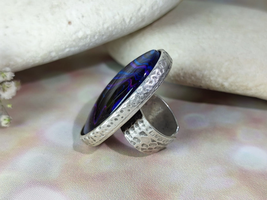 Large blue statement ring