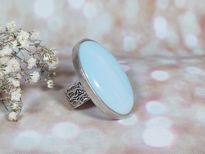 Large Moonstone Opalite silver ring, extra large stone ring, gemstone ring, statement ring