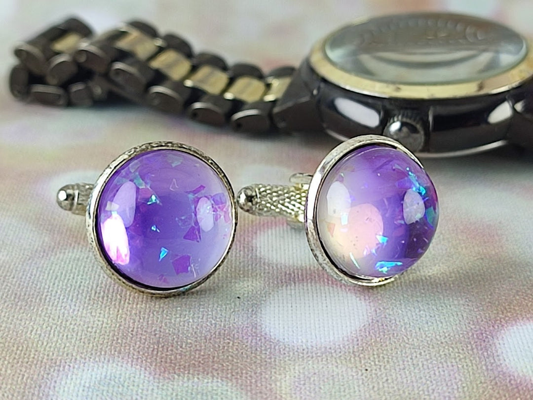lilac purple cuff links